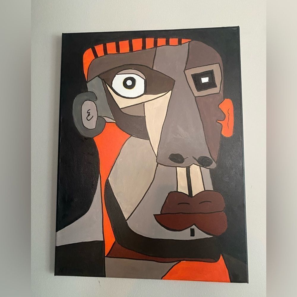 Abstract cubism art painting 18x24